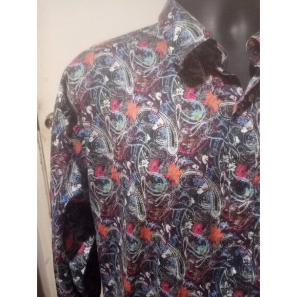 Men's Visconti Uomo 2-Ply Mercerized Cotton Paisley Multicolor Shirt size 2XLB - Picture 3 of 13